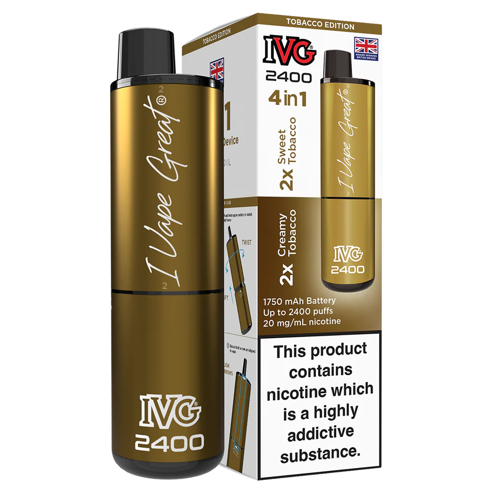Tobacco Edition IVG 2400 Prefilled Pod Kit front view