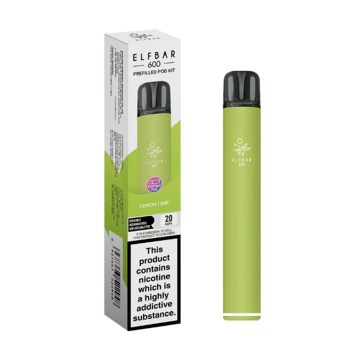 Green vape pen with packaging on a white background