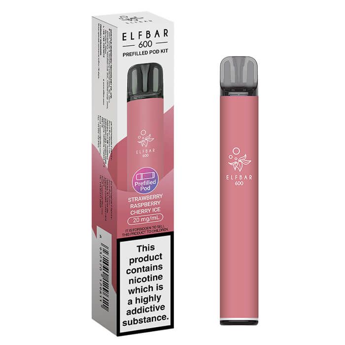 Elf Bar 600 vape pen and packaging on a white background