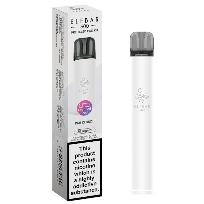 Elf Bar vape pen and packaging on a white background