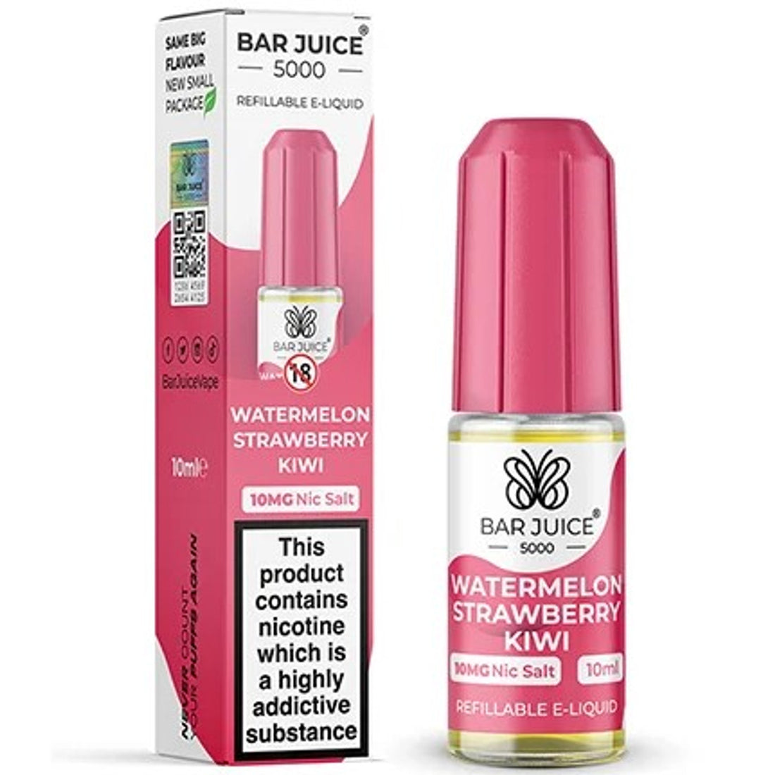 Watermelon Strawberry Kiwi Nic Salt E Liquid 10ml By Bar Juice 5000