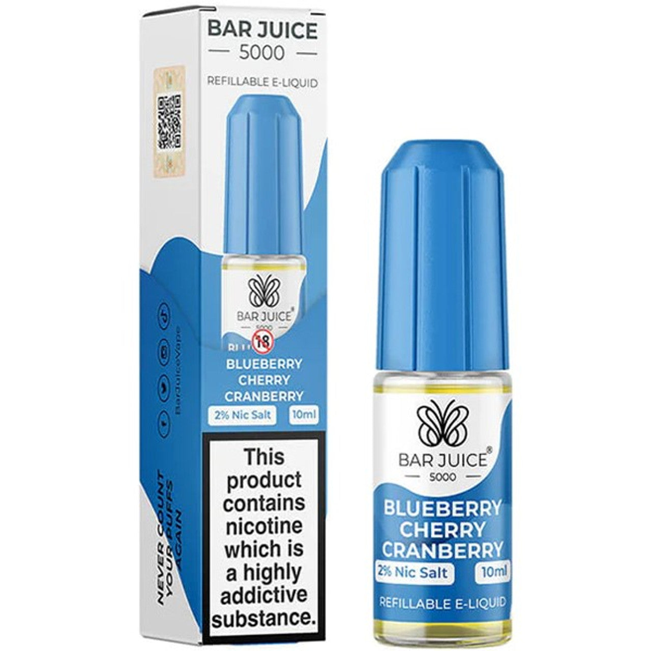 Blueberry Cherry Cranberry Nic Salt E Liquid 10ml By Bar Juice 5000