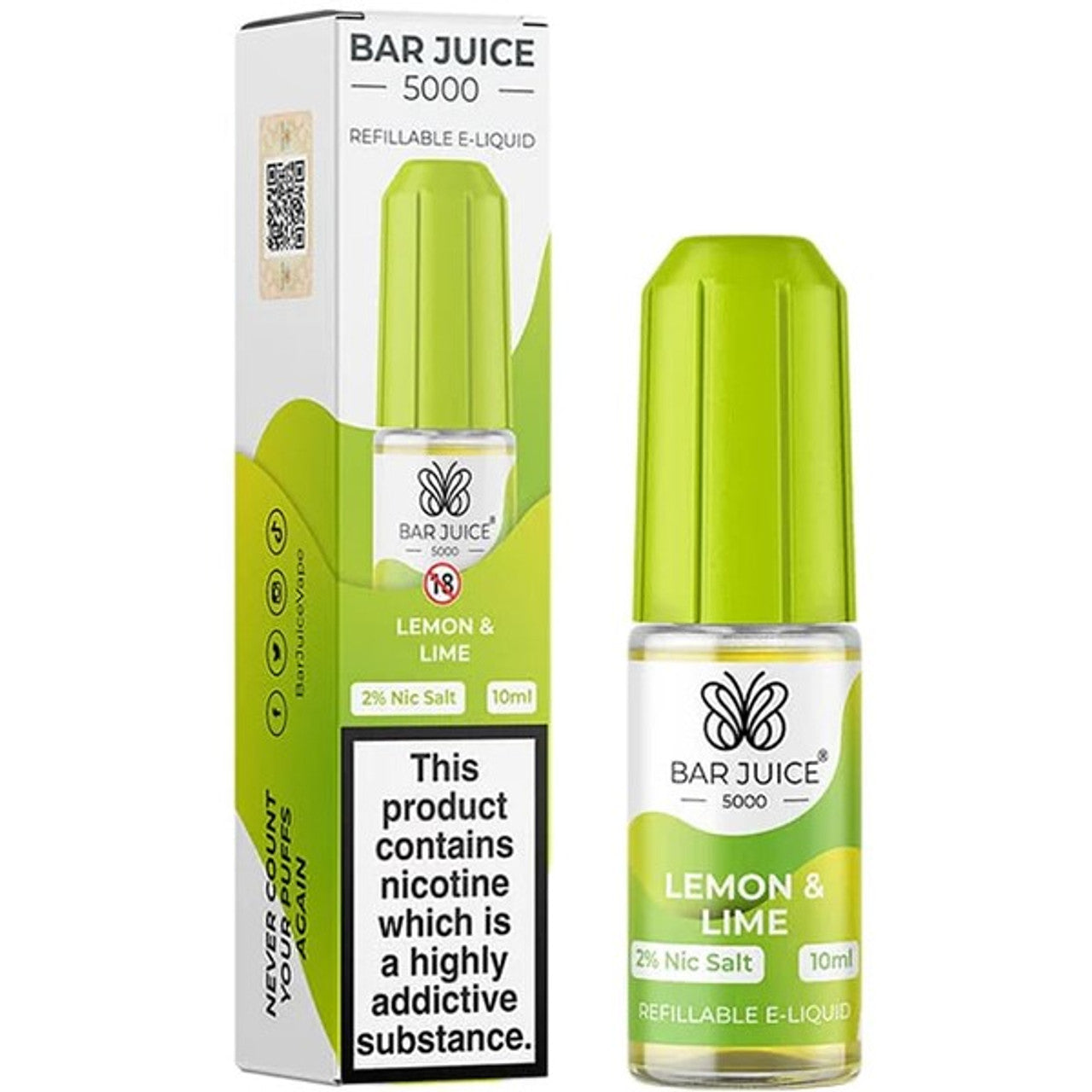 Lemon & Lime Nic Salt E Liquid 10ml By Bar Juice 5000