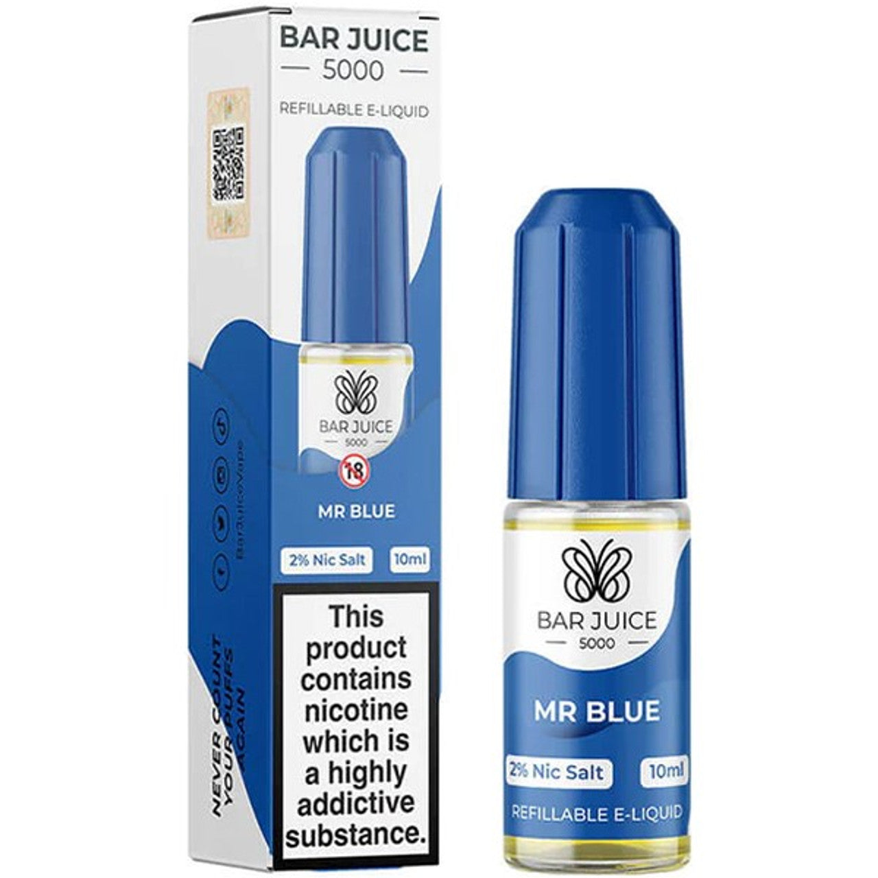 Mr Blue Nic Salt E Liquid 10ml by Bar Juice 5000