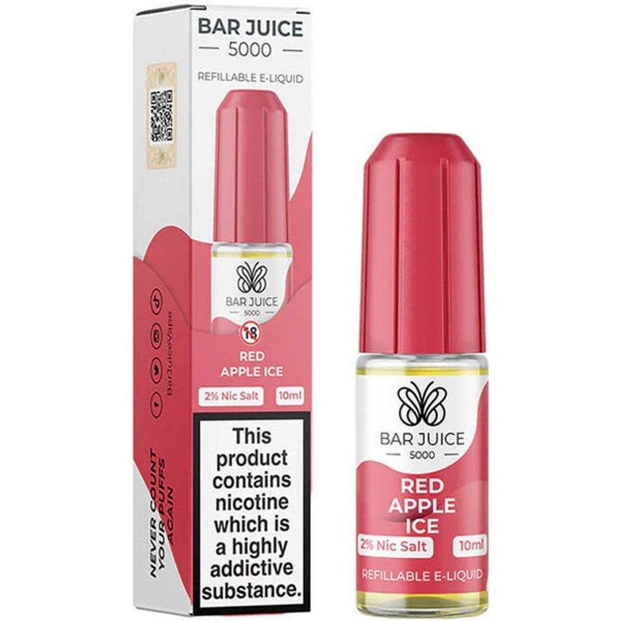 Red Apple Ice Nic Salt E Liquid 10ml By Bar Juice 5000