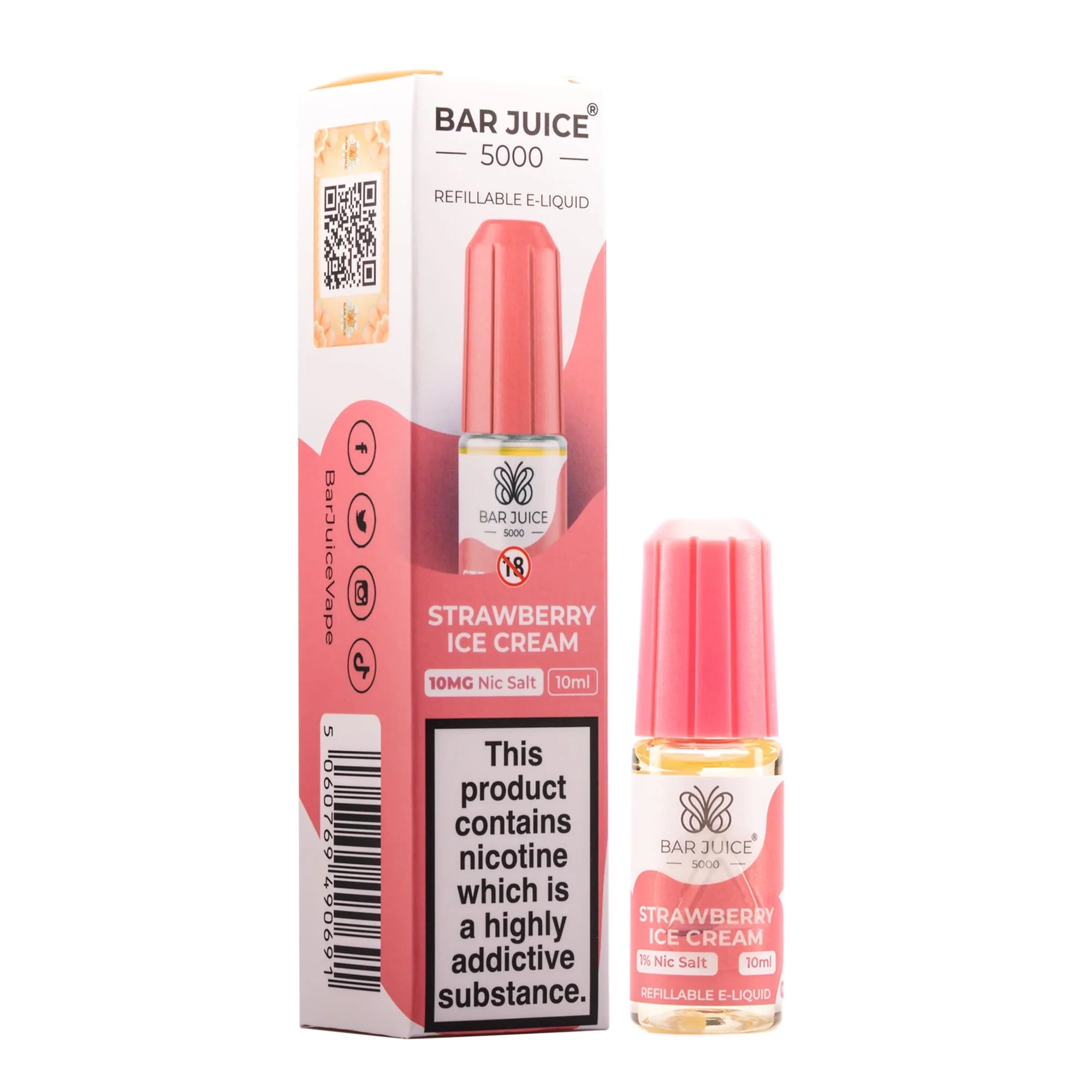 Strawberry Ice Cream Nic Salt E Liquid 10ml By Bar Juice 5000