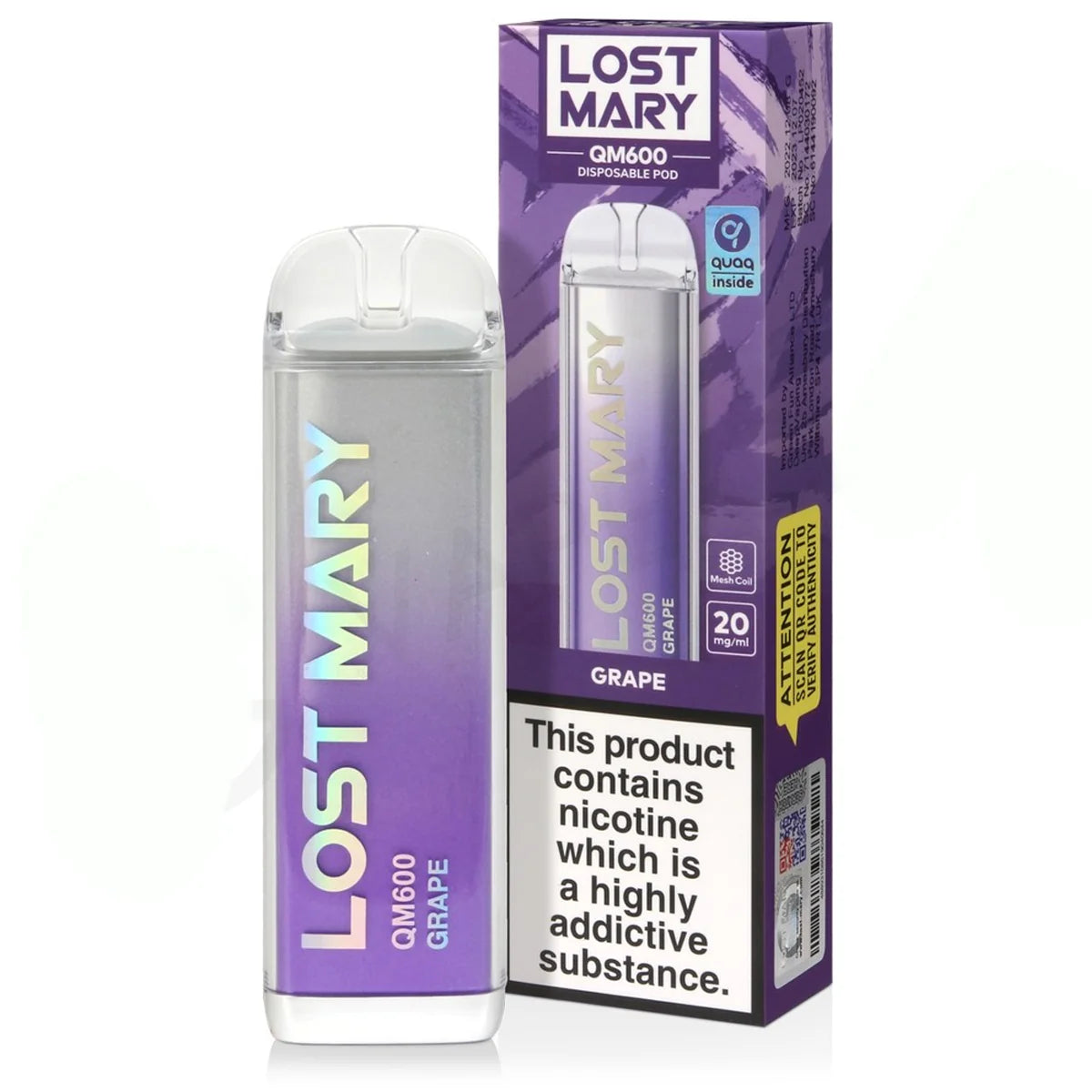 Grape Lost Mary QM600 Disposable Vape