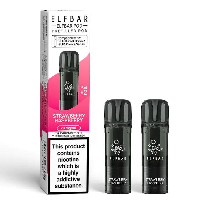 Elfbar 600 Prefilled Replacement Pods - 2PK - Strawberry Raspberry