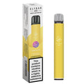 Yellow vape pen with packaging labeled 'ELF BAR 600' on a white background