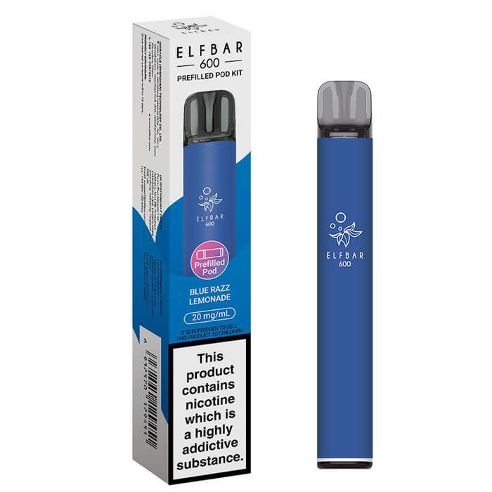 Elf Bar 600 vape pen and packaging on a white background