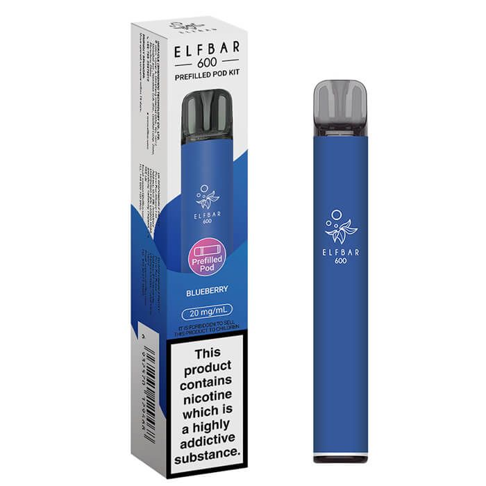 Elf Bar 600 vape pen and packaging on a white background