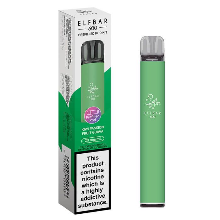 Elf Bar vape pen and packaging on a white background