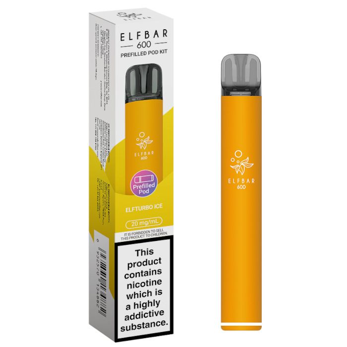 Elf Bar vape pen and packaging on a white background