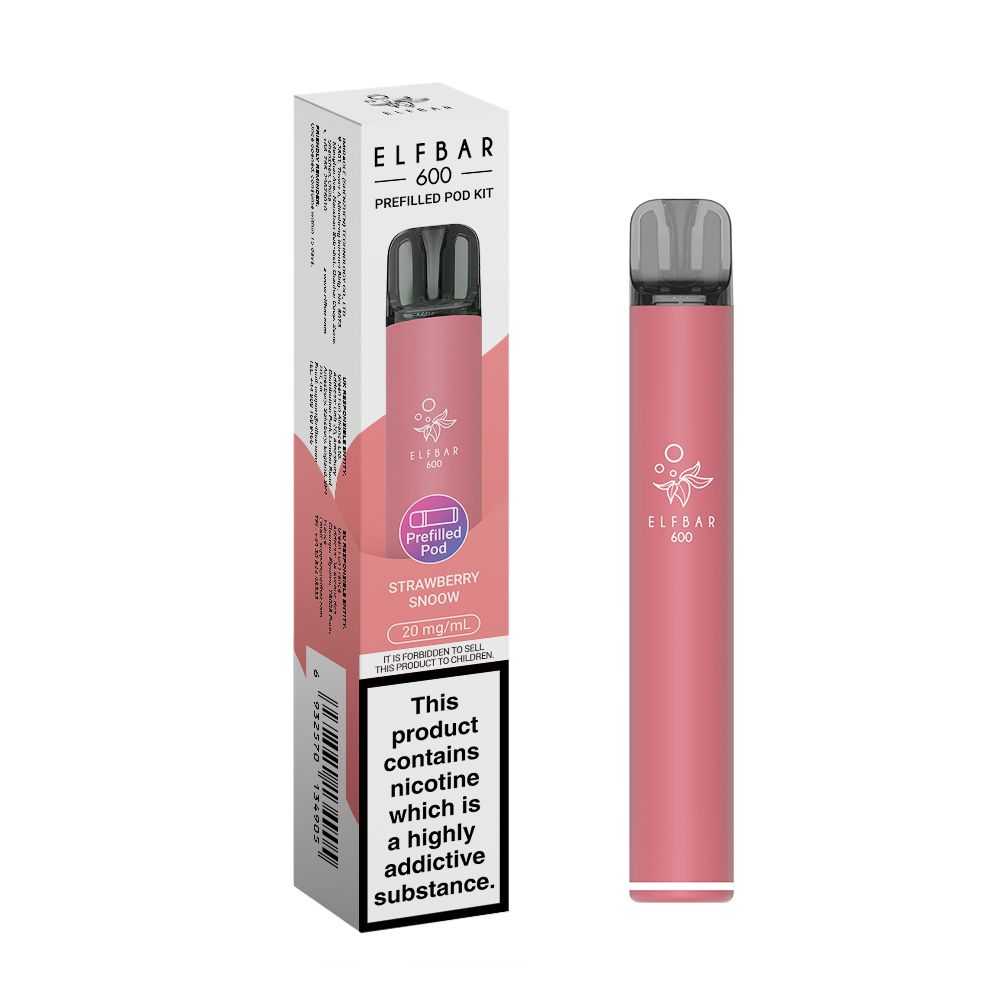 Pink vape pen with packaging on a white background